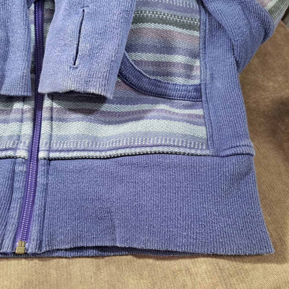 Lululemon Scuba Full Zip Hoodie Blue Purple Poncho Stripe G- 8 - Picture 10 of 12